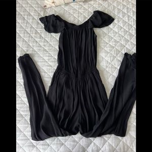 Anthropologie Black Off the Shoulder Jumpsuit
